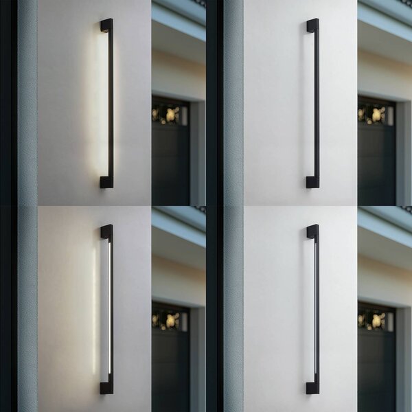 Lindby LED fali lámpa Neano, 120 cm, fekete, fém, IP54, Fekete, Alumínium, Modern
