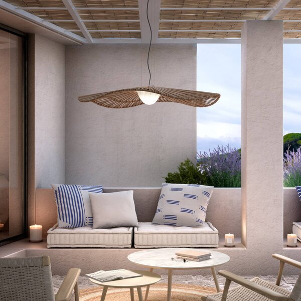 Bover LED kültéri függőlámpa Mediterránia, barna, Ø 105 cm, dimmelhető, Barna / rozsda, Műanyag, Dizájn