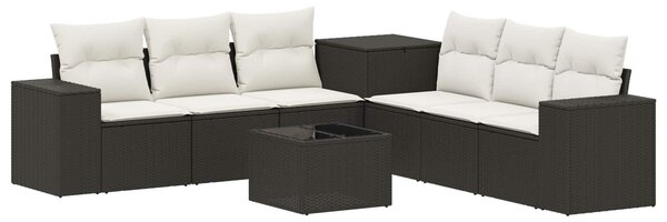 VidaXL Kanapé Szett 8 db Fekete és krémfehér Poli rattan és acél