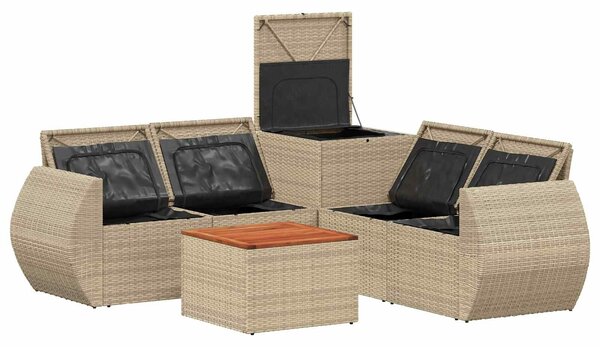 VidaXL Kanapé Szett 6 db Beige és Világosszürke Poli rattan és acél