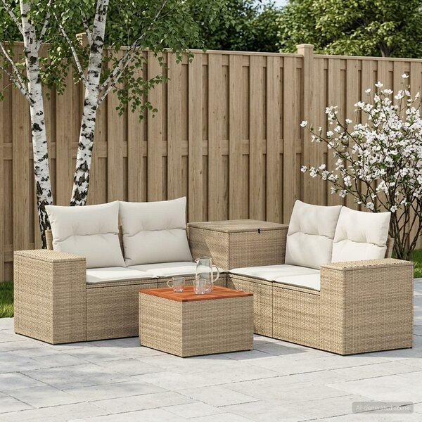 VidaXL Kanapé Szett 6 db Beige és Krémszínű Poli rattan és acél
