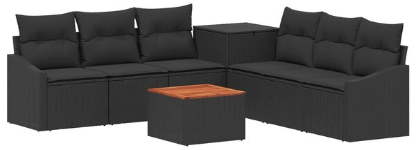 VidaXL Kanapé Szett 8 db Fekete Poli rattan és acél
