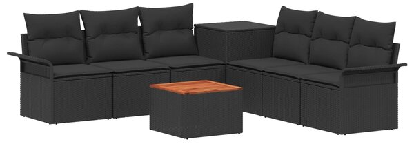 VidaXL Kanapé Szett 8 db Fekete Poli rattan és acél