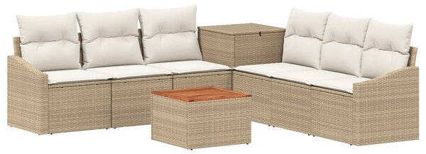 VidaXL Kanapé Szett 8 db Beige és Krémszínű Poli rattan és acél