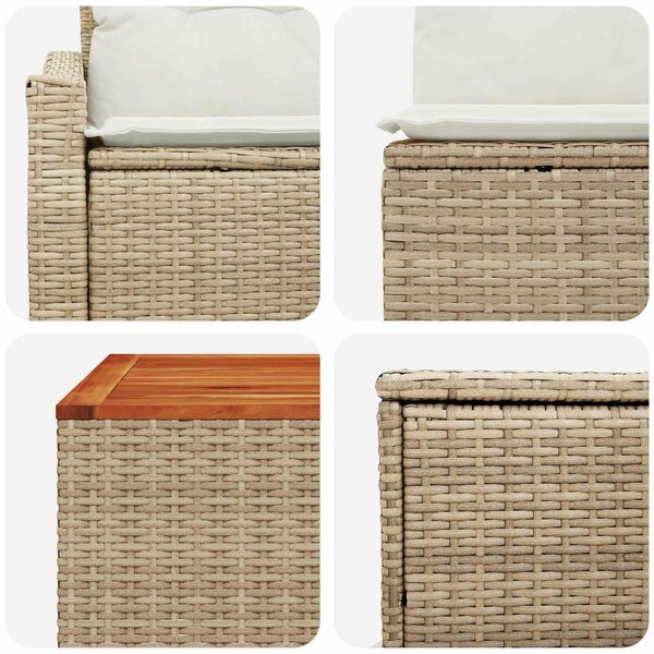 VidaXL Kanapé Szett 8 db Beige és Krémszínű Poli rattan és acél