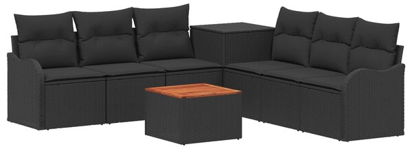 VidaXL Kanapé Szett 8 db Fekete Poli rattan és acél