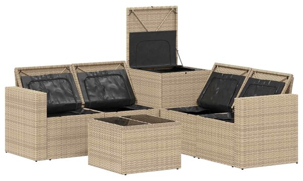 VidaXL Kanapé Szett 6 db Beige és Világosszürke Poli rattan és acél