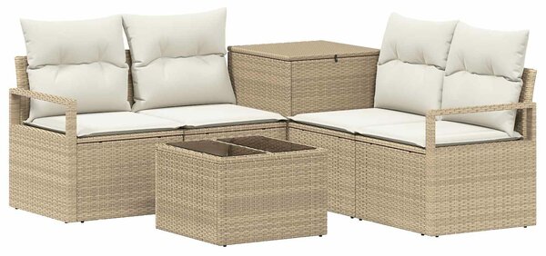 VidaXL Kanapé Szett 6 db Beige és Krémszínű Poli rattan és acél