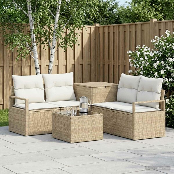 VidaXL Kanapé Szett 6 db Beige és Krémszínű Poli rattan és acél