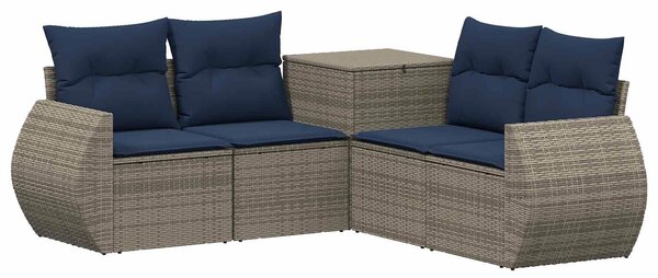 VidaXL Kanapé Szett 5 db Szürke és sötétkék Poli rattan és acél