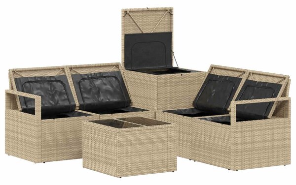 VidaXL Kanapé Szett 6 db Beige és Krémszínű Poli rattan és acél