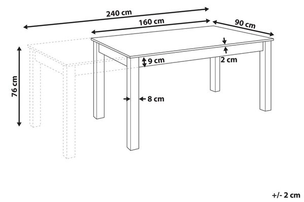 Kihúzható étkezőasztal MADURA Sötét kőris 160/240 cm 90 cm