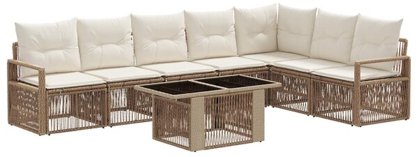 VidaXL Kerti Kanapé Szett 8 db Beige és Krémszínű polirattan