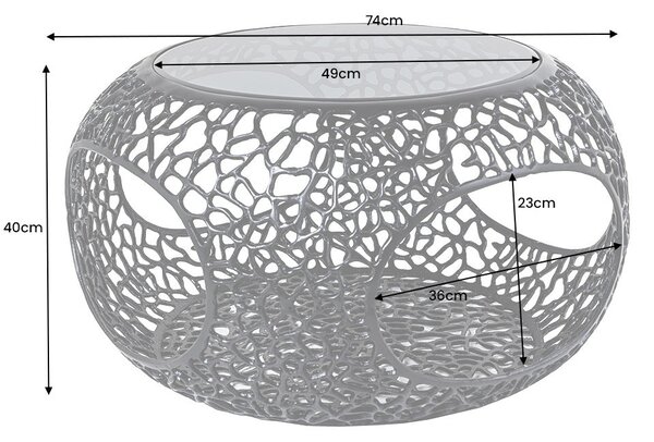 Dohányzóasztal SPIN 75cm edzett fekete üveg fekete talp