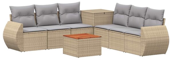 VidaXL Kanapé Szett 8 db Beige és Világosszürke Poli rattan és acél