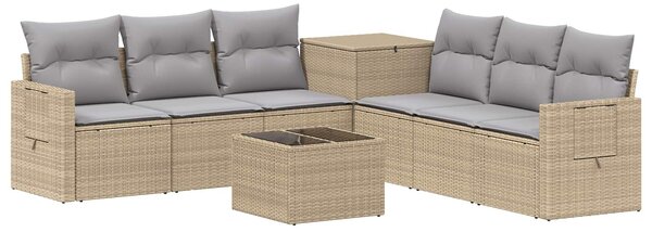 VidaXL Kanapé Szett 8 db Beige és Világosszürke Poli rattan és acél