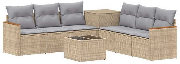 VidaXL Kanapé Szett 8 db Beige és Világosszürke Poli rattan és acél
