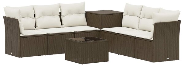 VidaXL Kanapé Szett 8 db Barna és Krémfehér Poli rattan és acél
