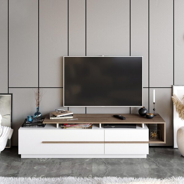 TV asztal/szekrény Pria (dió + fehér)
