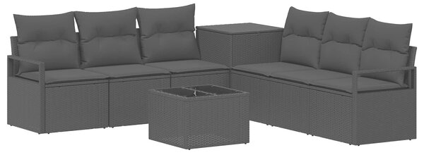 VidaXL Kanapé Szett 8 db Fekete Poli rattan és acél