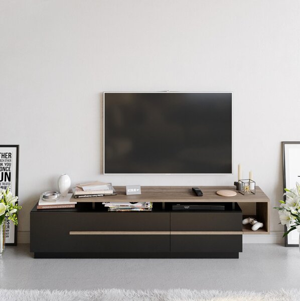 TV asztal/szekrény Pria (fekete + dió)
