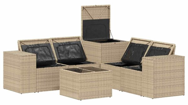 VidaXL Kanapé Szett 6 db Beige és Világosszürke Poli rattan és acél