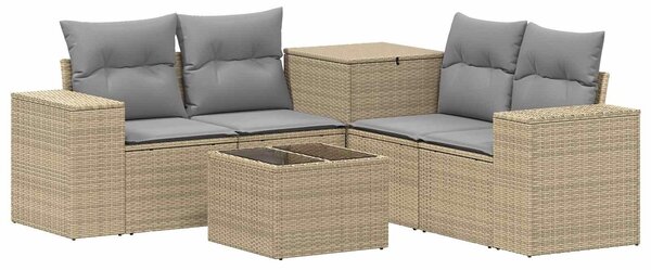 VidaXL Kanapé Szett 6 db Beige és Világosszürke Poli rattan és acél