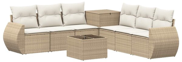 VidaXL Kanapé Szett 8 db Beige és Krémszínű Poli rattan és acél