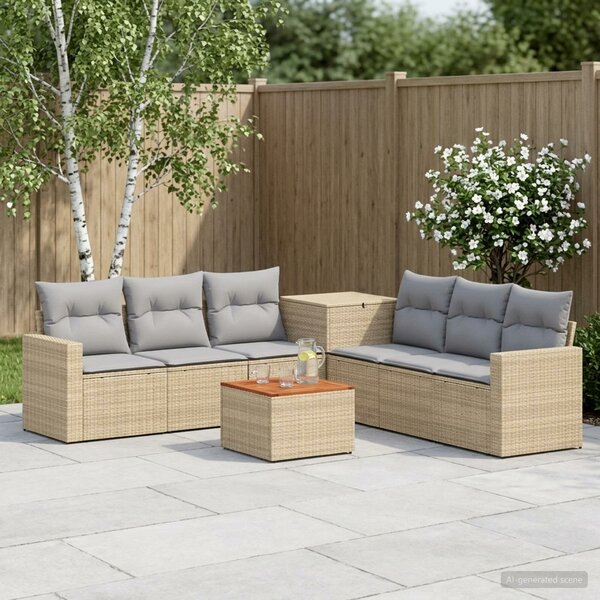 VidaXL Kanapé Szett 8 db Beige és Világosszürke Poli rattan és acél