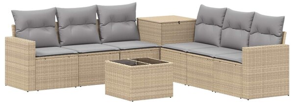 VidaXL Kanapé Szett 8 db Beige és Világosszürke Poli rattan és acél