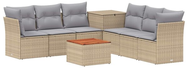 VidaXL Kanapé Szett 8 db Beige és Világosszürke Poli rattan és acél