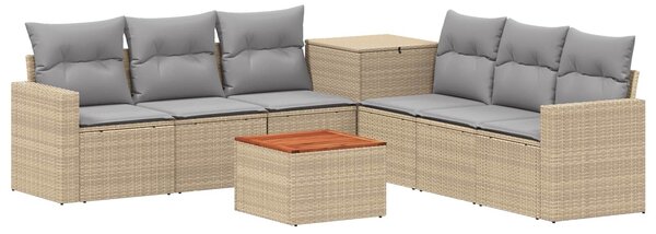 VidaXL Kanapé Szett 8 db Beige és Világosszürke Poli rattan és acél