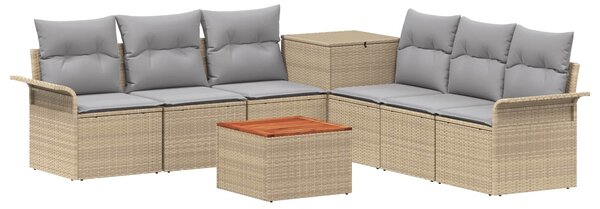 VidaXL Kanapé Szett 8 db Beige és Világosszürke Poli rattan és acél