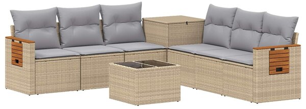 VidaXL Kanapé Szett 8 db Beige és Világosszürke Poli rattan és acél