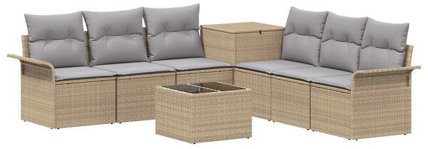 VidaXL Kanapé Szett 8 db Beige és Világosszürke Poli rattan és acél