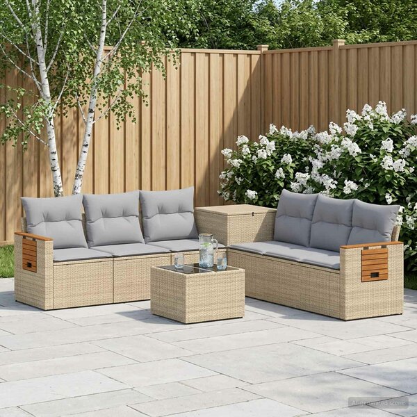 VidaXL Kanapé Szett 8 db Beige és Világosszürke Poli rattan és acél