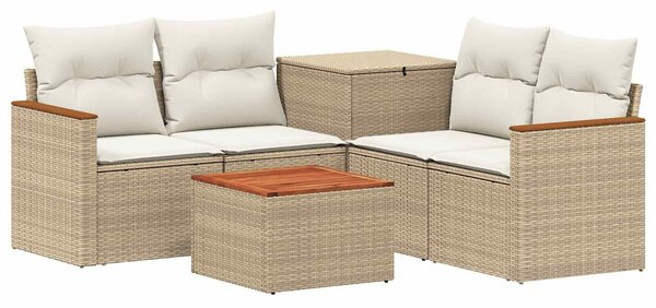 VidaXL Kanapé Szett 6 db Beige és Krémszínű Poli rattan és acél