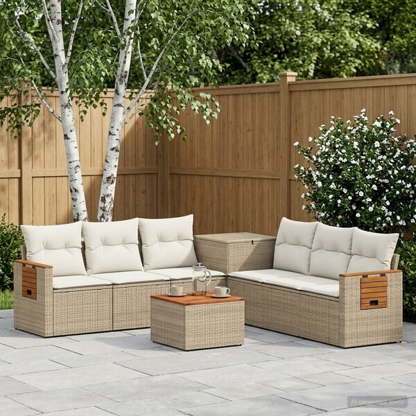 VidaXL Kanapé Szett 8 db Beige és Krémszínű Poli rattan és acél