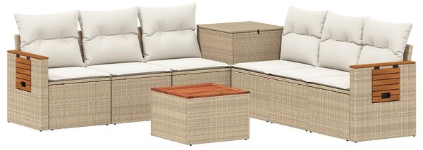 VidaXL Kanapé Szett 8 db Beige és Krémszínű Poli rattan és acél