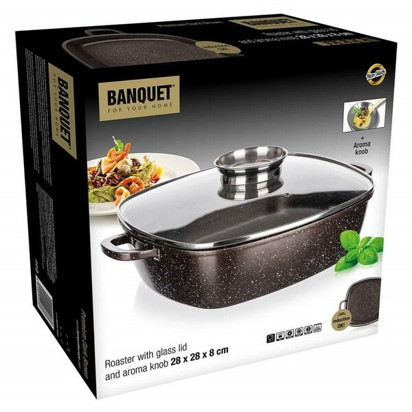 Banquet PREMIUM Dark Brown sütőedény tapadásmentes felülettel, 28 x 28 x 8 cm