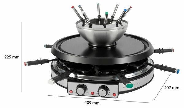 ProfiCook RG/FD 1245 raclette fondü grill 2in1