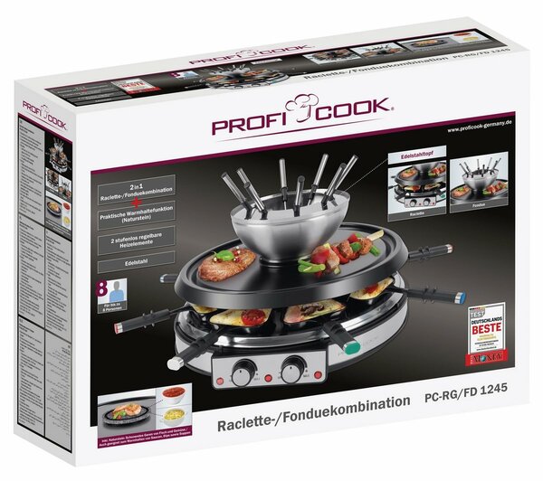 ProfiCook RG/FD 1245 raclette fondü grill 2in1