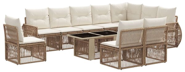 VidaXL Kerti Kanapé Szett 11 db Beige és Krémszínű polirattan