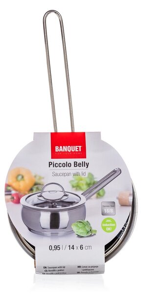 Banquet Belly rozsdamentes acél serpenyő fedővel , 14 cm, 0,95 l
