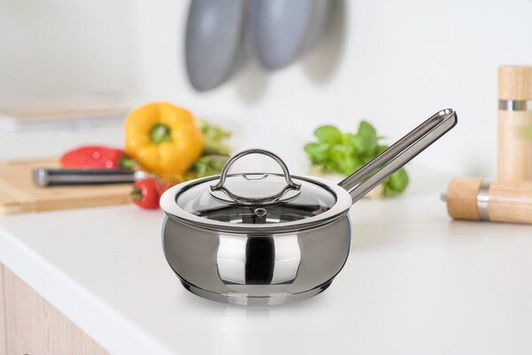 Banquet Belly rozsdamentes acél serpenyő fedővel , 14 cm, 0,95 l