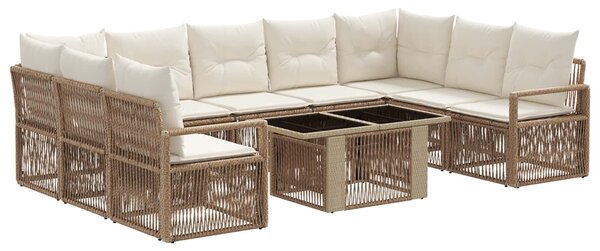 VidaXL Kerti Kanapé Szett 10 db Beige és Krémszínű polirattan