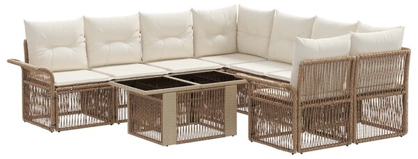 VidaXL Kerti Kanapé Szett 9 db Beige és Krémszínű polirattan