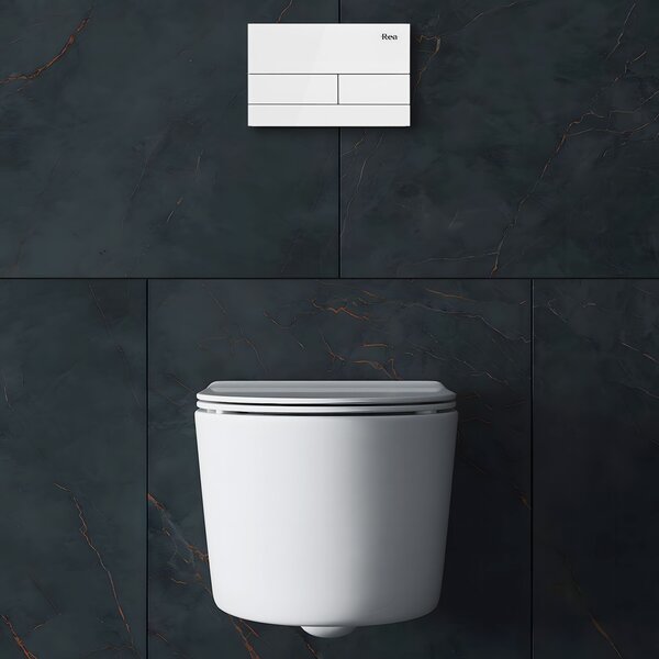 Rea Rea, Falsík alatti WC-rendszer K011A-Q + fehér üveg T típusú gomb, KPL-E0052