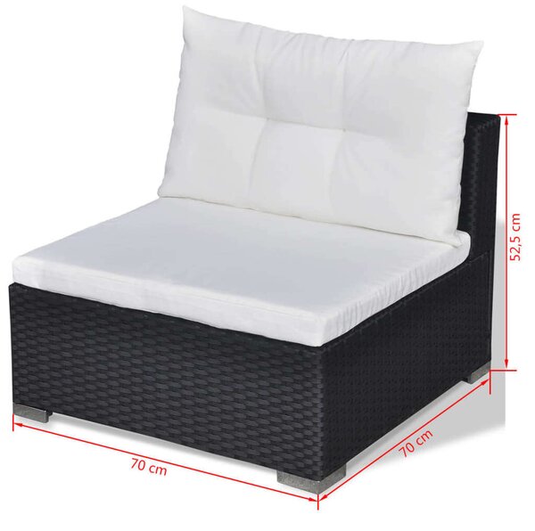 VidaXL Polyrattan Kerti Bútorszett - 10 részes - Fekete