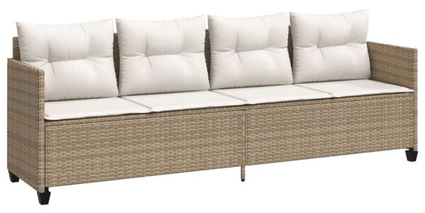 VidaXL bézs polyrattan napozóágy párnával